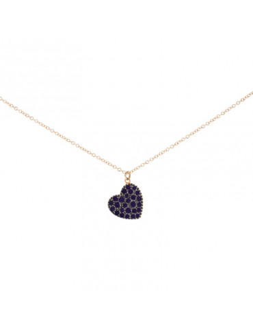 Collana Buonocore Donna - in Oro Rosa con Cuore e Zaffiri - 0