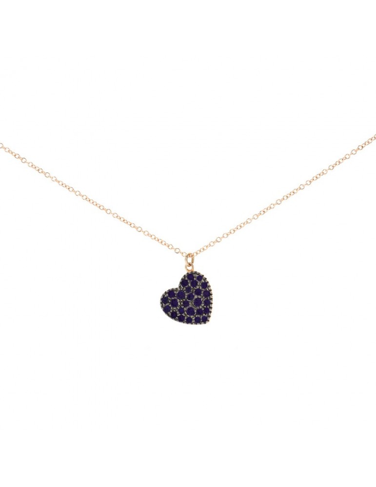 Collana Buonocore Donna - in Oro Rosa con Cuore e Zaffiri - 0