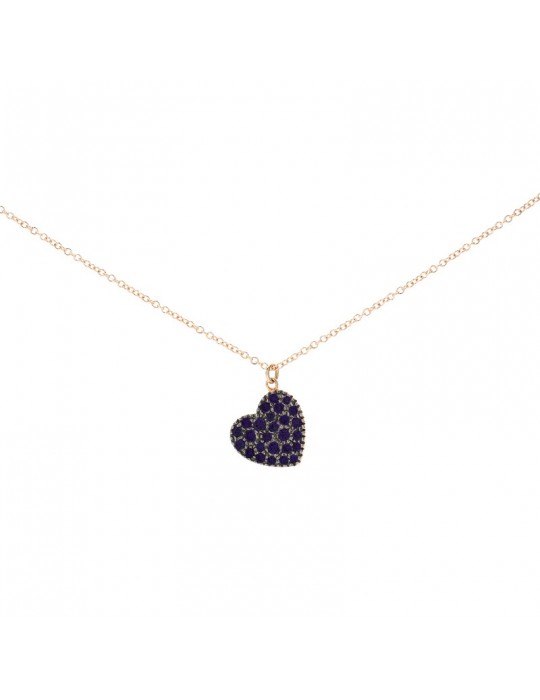 Collana Buonocore Donna - in Oro Rosa con Cuore e Zaffiri - 0