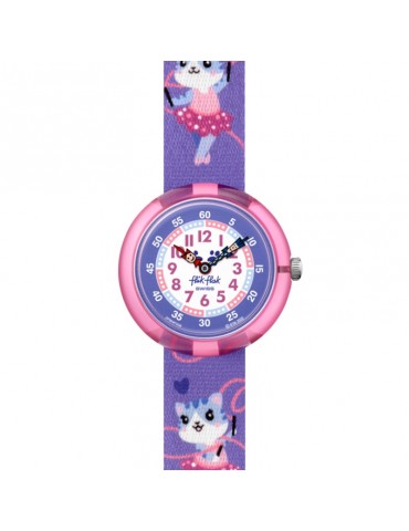 Flik Flak Watch - Ballerichat - Pink - 32mm - Purple-Gattini-FBNP208