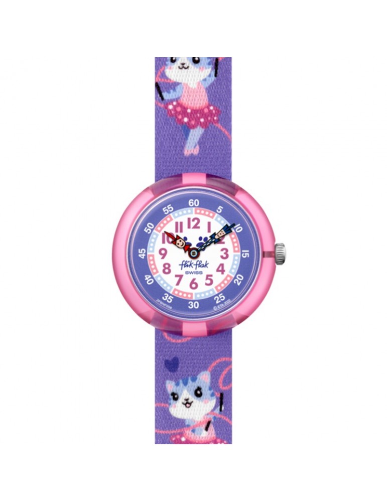 Flik Flak Watch - Ballerichat - Pink - 32mm - Purple-Gattini-FBNP208