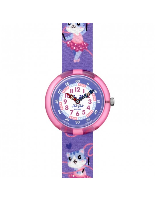 Flik Flak Watch - Ballerichat - Pink - 32mm - Purple-Gattini-FBNP208