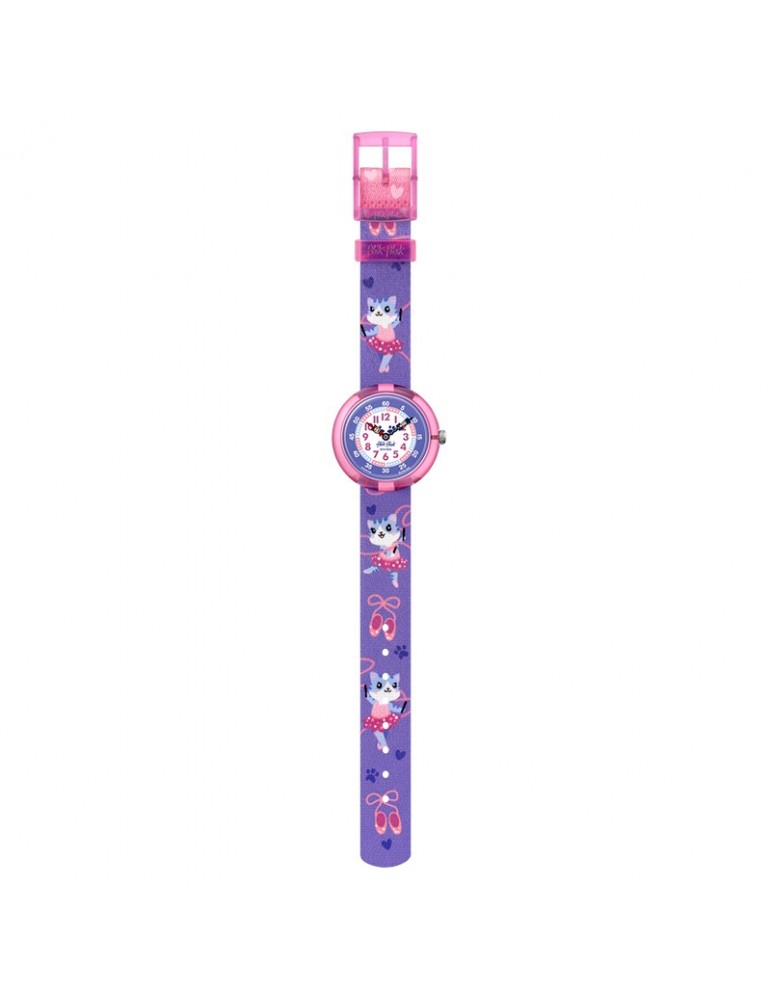 Flik Flak Watch - Ballerichat - Pink - 32mm - Purple-Gattini-FBNP208