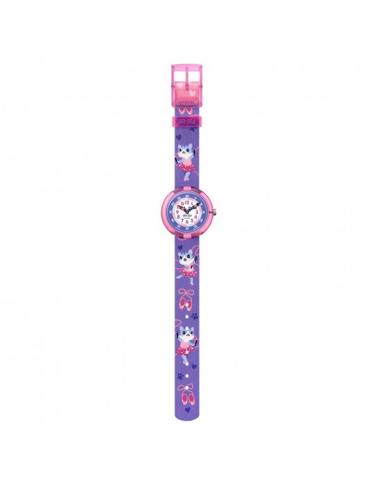 Flik Flak Watch - Ballerichat - Pink - 32mm - Purple-Gattini-FBNP208