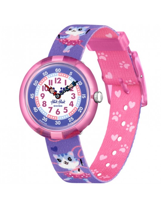Flik Flak Watch - Ballerichat - Pink - 32mm - Purple-Gattini-FBNP208