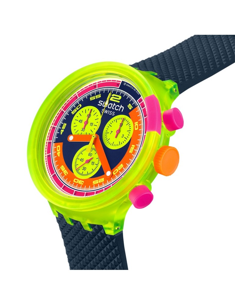 Orologio Swatch - Neon to The Max -Cronografo-Giallo-47mm-Blu-SB06J100