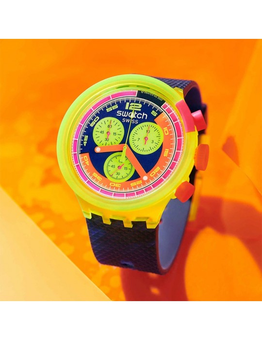 Swatch Watch - Neon to The Max -Chronograph-Yellow-47mm-Blue-SB06J100