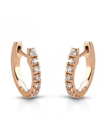 Buonocore Earrings - Eternity Round Circle in 18K Rose Gold with White Diamonds 0.16 ct - 0