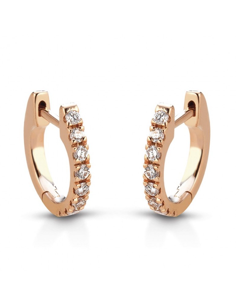 Buonocore Earrings - Eternity Round Circle in 18K Rose Gold with White Diamonds 0.16 ct - 0