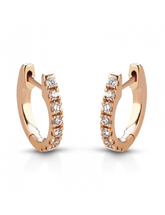 Buonocore Earrings - Eternity Round Circle in 18K Rose Gold with White Diamonds 0.16 ct - 0