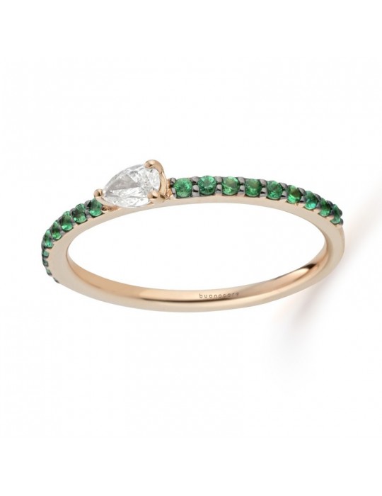 Anello Buonocore - Playful - Oro Rosa - Smeraldi - Diamante Goccia - 1282A03MP