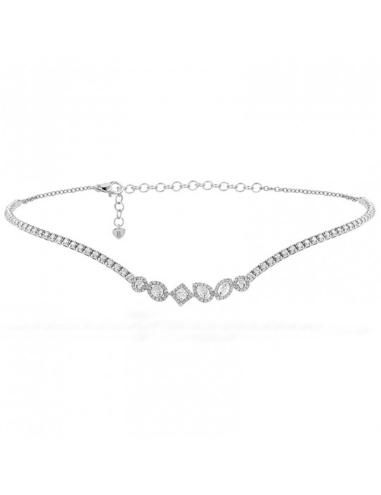 Buonocore Necklace - Swing Tennis in 18K White Gold with Natural Diamonds - 0