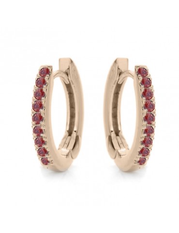 Buonocore Earrings - Eternity Round Oval in 18K Rose Gold with Rubies 0.22 ct - 0