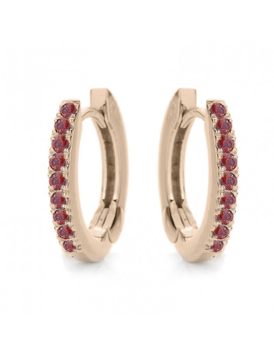 Buonocore Earrings - Eternity Round Oval in 18K Rose Gold with Rubies 0.22 ct - 0