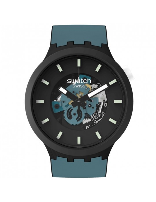 Orologio Swatch - Night Trip - Nero - 47mm - Blu Scuro - SB03B107 Orologio Swatch - Night Trip - Nero - 47mm - Blu Scuro - SB03B107
