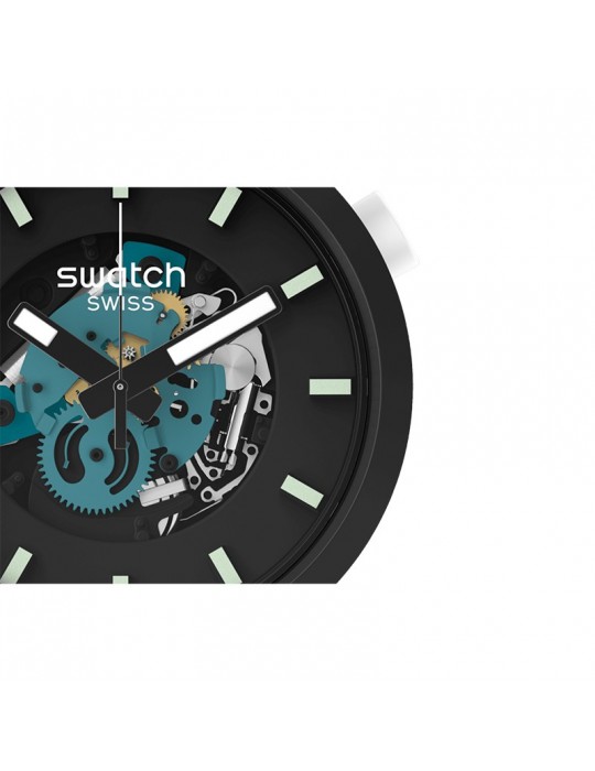 Orologio Swatch - Night Trip - Nero - 47mm - Blu Scuro - SB03B107