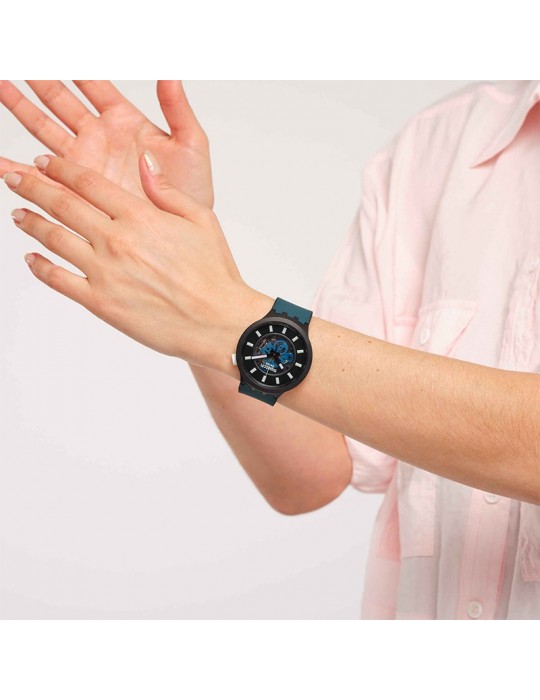 Orologio Swatch - Night Trip - Nero - 47mm - Blu Scuro - SB03B107