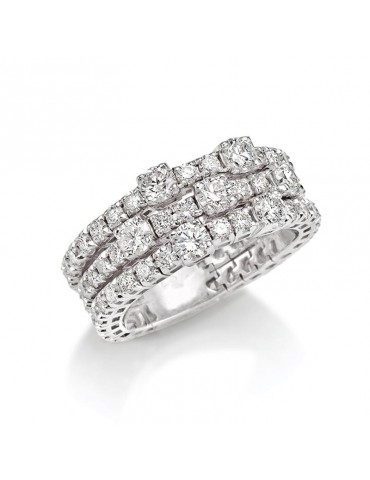 Crieri Woman's Ring - Firmament in 18K White Gold with 3 Rows of White Diamonds 3.80 ct - Size 14 - 0