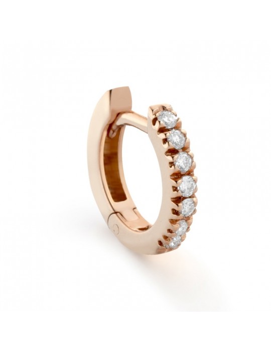 Buonocore Single Earring - Eternity Round Circle in 18K Rose Gold with White Diamonds 0.05 ct - 0
