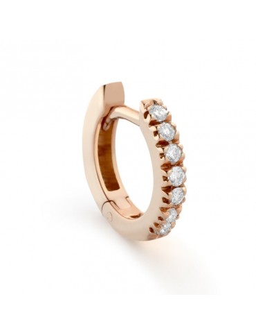 Buonocore Single Earring - Eternity Round Circle in 18K Rose Gold with White Diamonds 0.05 ct - 0