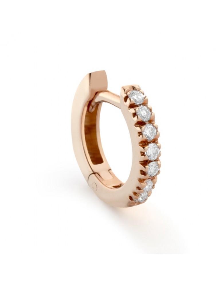 Buonocore Single Earring - Eternity Round Circle in 18K Rose Gold with White Diamonds 0.05 ct - 0