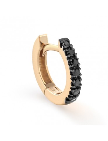 Buonocore Single Earring - Eternity Round Circle in 18K Rose Gold with 0.06 ct Black Diamonds - 0