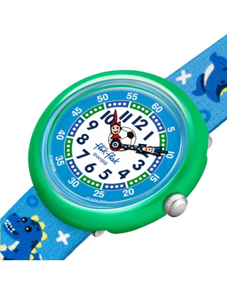 Orologio Flik Flak - Soccerozaurus - Blu - 32mm - Dinosauri - FBNP209