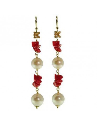 Orecchini Rajola - Lipari - Pendenti - Perle - Corallo Rosso - 4516449
