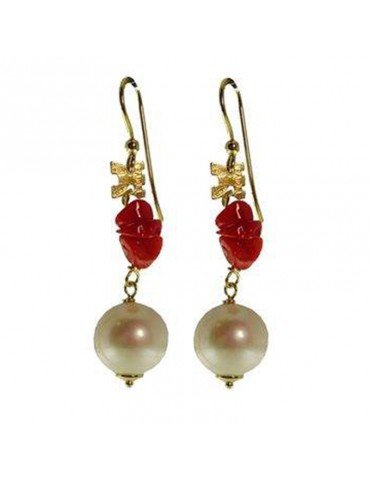 Orecchini Rajola - Lipari - Pendenti - Perla - Corallo Rosso - 4517565