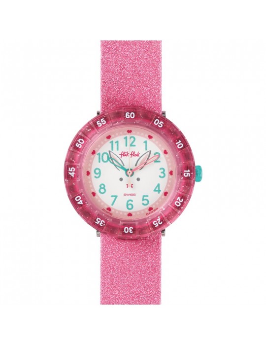 Flik Flak Watch - Bunnyaxus - 37mm - Pink Glitter - FCSP095