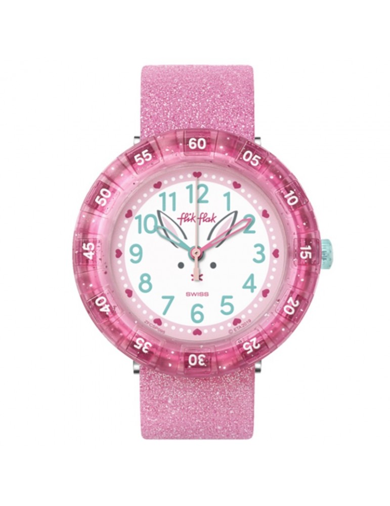 Orologio Flik Flak - Bunnyaxus - 37mm - Rosa Glitterato - FCSP095