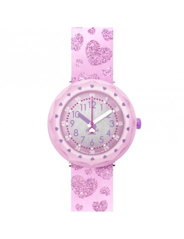 Flik Flak Watch - Lovaxus - Pink - 37mm - Glitter Hearts -FCSP115