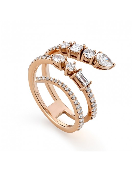 Buonocore Ring - Swing in 18K Rose Gold with Natural Diamonds - 0