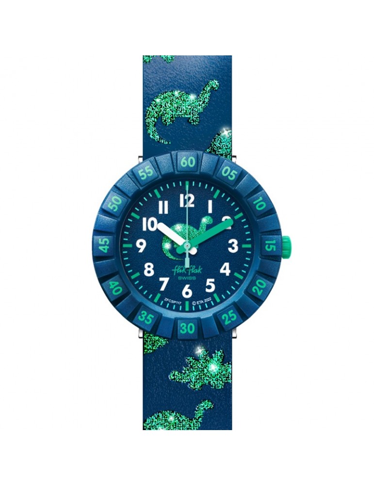 Orologio Flik Flak  - Shine Bright - Dinaxus - Blu -37mm-Verde-FCSP117