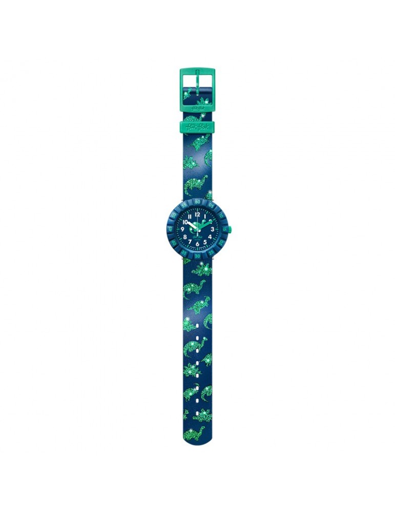 Orologio Flik Flak  - Shine Bright - Dinaxus - Blu -37mm-Verde-FCSP117