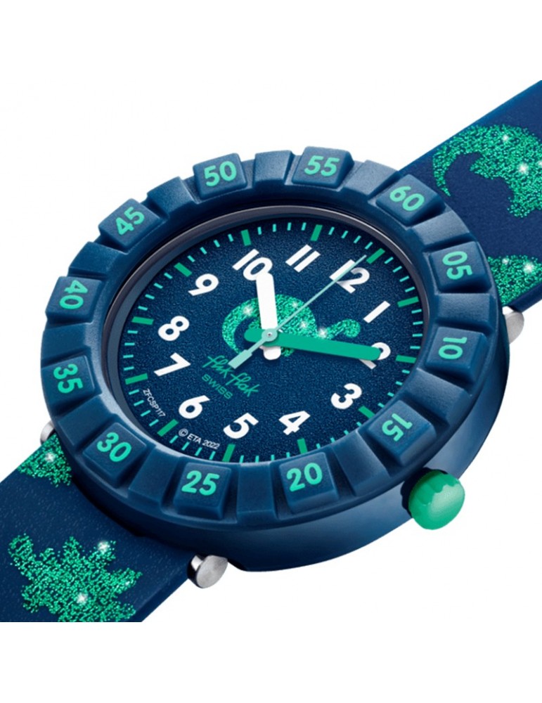 Flik Flak Watch - Shine Bright - Dinaxus - Blue -37mm-Green-FCSP117