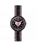 Orologio Flik Flak - Cuoricino - Rosa - Nero - Glitterato-32mm-FPNP071