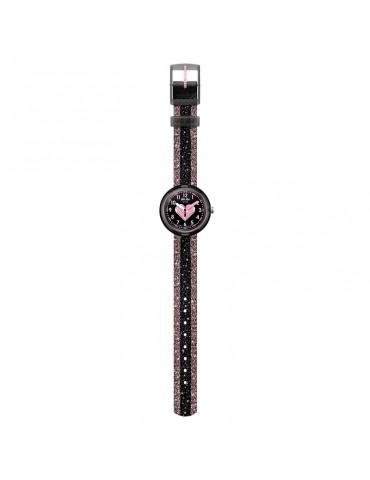 Orologio Flik Flak - Cuoricino - Rosa - Nero - Glitterato-32mm-FPNP071 2