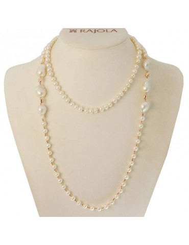 Collana Rajola - Vita - Lunga - Perle Bianche - Ematite Rosa - 546581