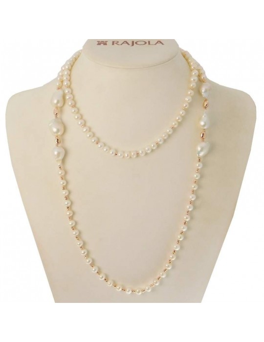 Rajola Necklace - Life - Long - White Pearls - Pink Hematite - 546581
