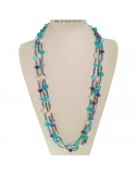 Rajola Women's Necklace - Long Multi-strand Candy with Pearls and Turquoise Paste - 0