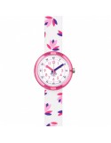 Flik Flak Watch - Marinette - Pink - 32mm - White-Floral-FPNP095