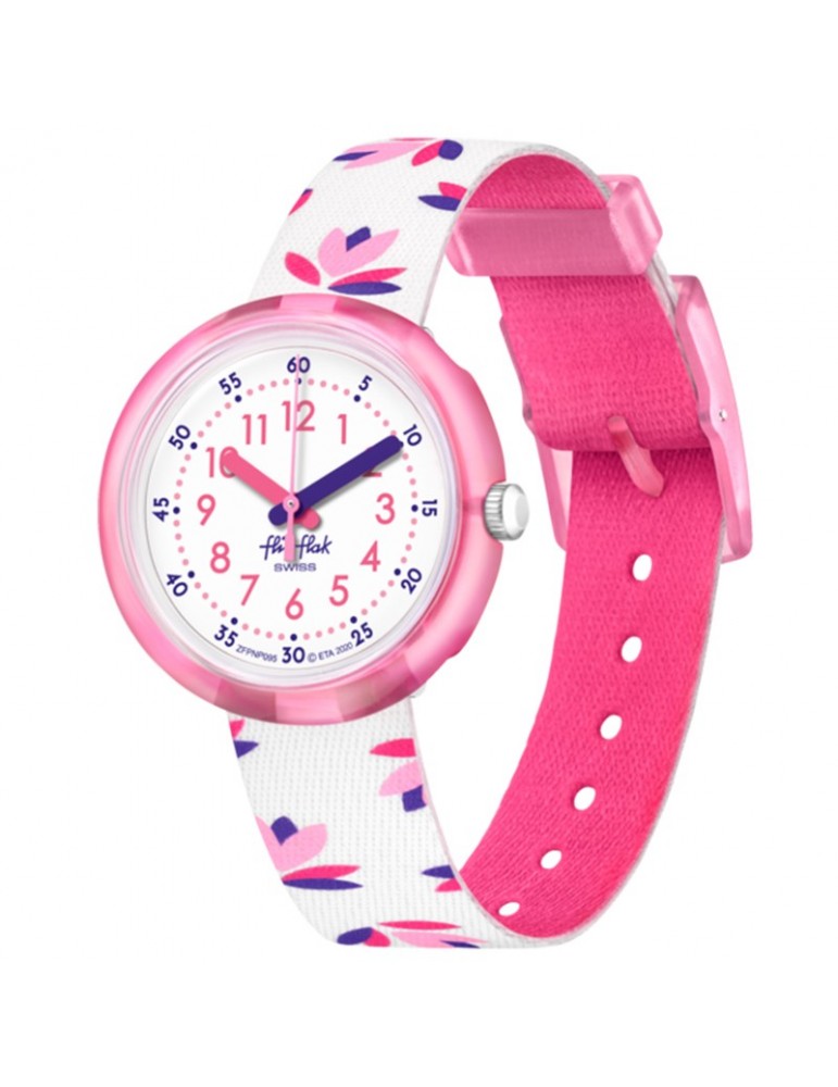 Orologio Flik Flak - Marinette - Rosa - 32mm - Bianco-Floreale-FPNP095