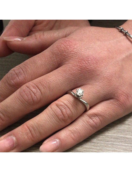Salvini Woman Ring - Solitaire in 18K White Gold with Natural Diamond 0.56 ct - 0