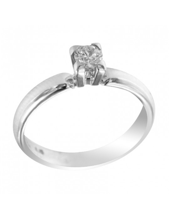 Salvini Woman Ring - Solitaire in 18K White Gold with Natural Diamond 0.25 ct - 0