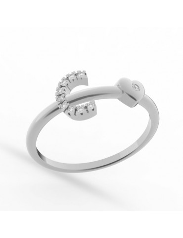 Anello Buonocore - You Are - Oro - Lettera C - Diamanti 0,06 ct - 012ACDW