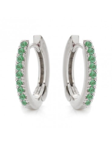 Buonocore Earrings - Eternity Round Oval in 18K White Gold with Emeralds 0.20 ct - 0