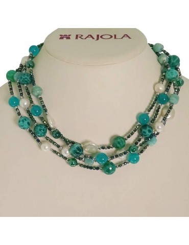 Rajola Women's Necklace - Candy - Multistrand - Pearls-Green Agate-544255