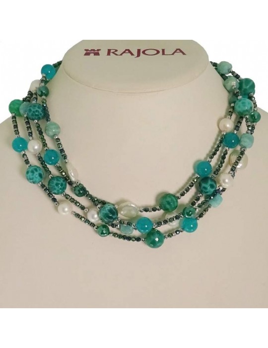 Rajola Women's Necklace - Candy - Multistrand - Pearls-Green Agate-544255