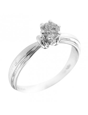 Salvini Woman Ring - Solitaire in 18K White Gold with Natural Diamond 0.37 ct - 0